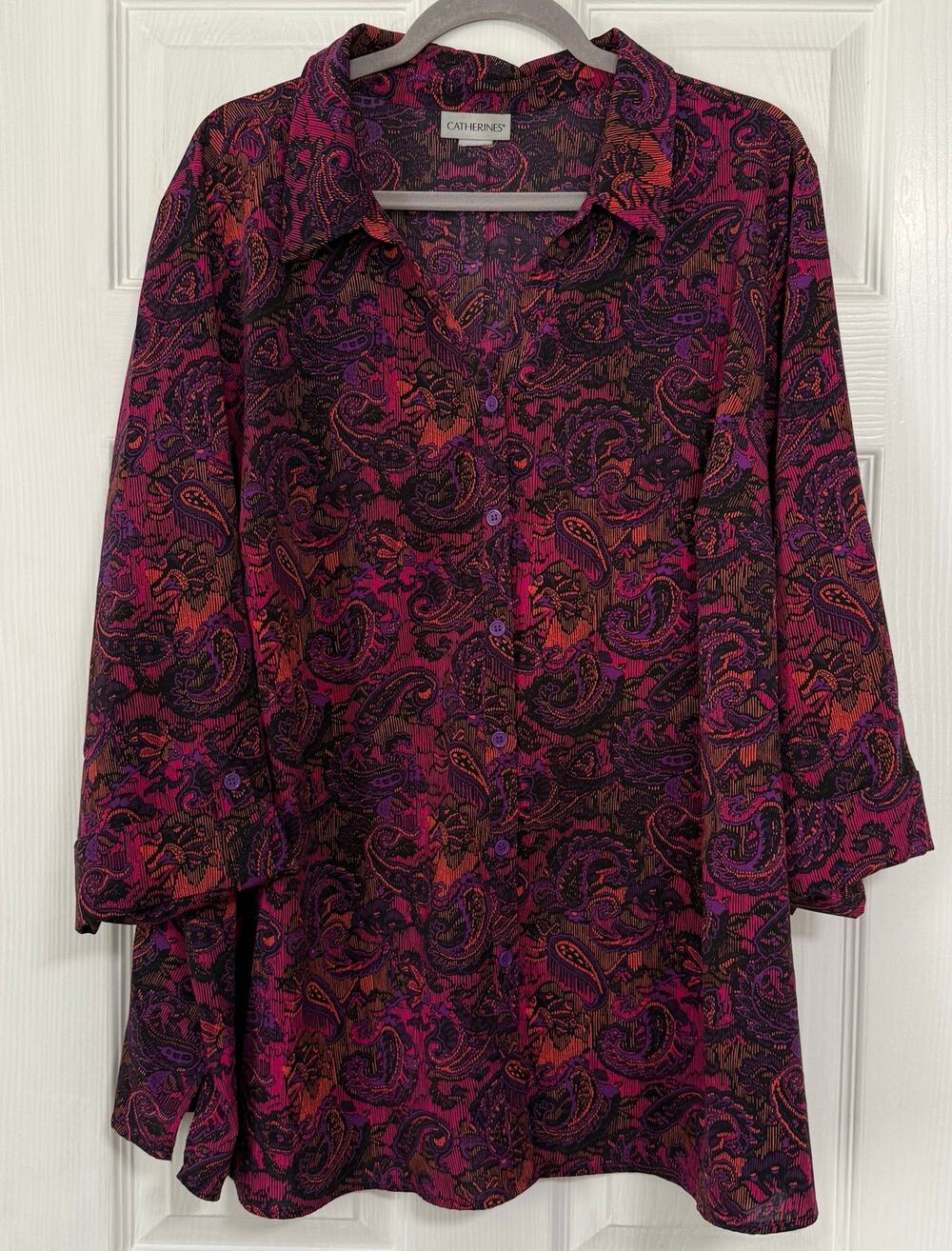 Catherines Women's Multicolor Floral Paisley Top Size 3X